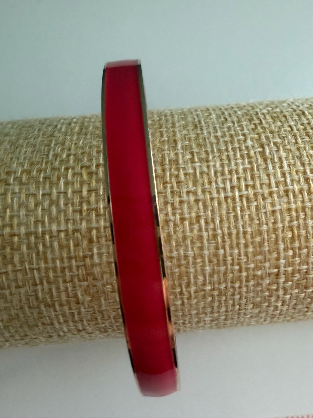 Vintage J. Crew Classic Thin Poppy Red Enamel and GoldTone Bangle Bracelet